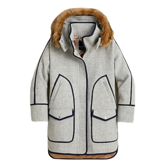 J Crew Petite Women’s Summit Parka in Italian Stadium Cloth Wool